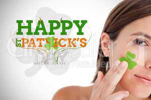 Saint patricks day greeting with smiling woman