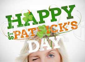 St patricks day greeting with blonde woman