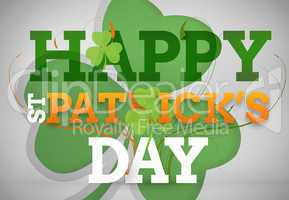Artistic st patricks day message with large shamrock
