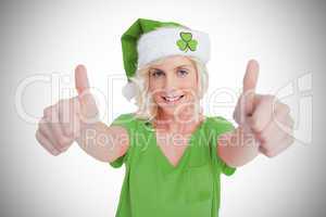 St patricks day girl giving thumbs up