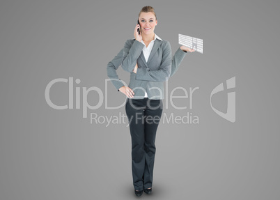 Multi-tasking businesswoman with four arms