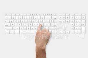 Hand pressing l key on keyboard