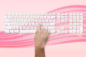 Hand pressing the l key on keyboard
