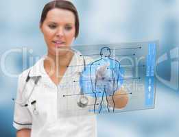 Nurse using a futuristic interface