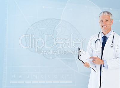 Portrait of senior doctor using a clipboard