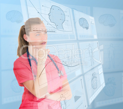 Nurse using futuristic interfaces