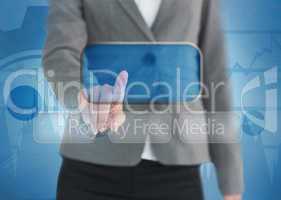 Businesswoman touching a screen