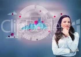Businesswoman against a futuristic graph hologram