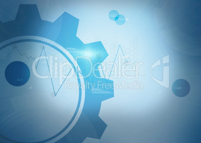 Digital blue background with a wheel