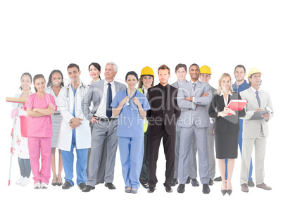 Smiling group of people with different jobs