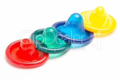 Four colourful condoms