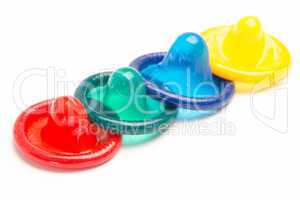 Four colourful condoms