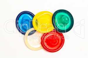 Five colourful condoms
