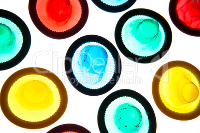 Brightly coloured condoms