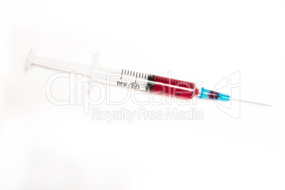 Syringe filled with blood