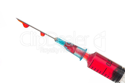 Syringe dripping blood