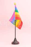 Gay Pride flag on stand