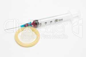 Medical syringe and condom