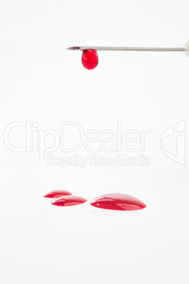 Hypodermic needle dripping blood