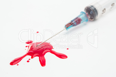 Syringe and a pool of blood