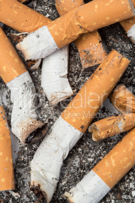 Close up of cigarette butts