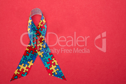 Ribbon for autism and aspergers awareness with copy space