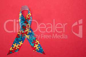 Ribbon for autism and aspergers awareness with copy space