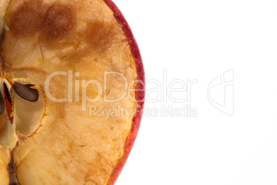 Close up of halved rotten apple