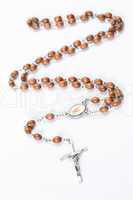 Wooden and silver rosary beads