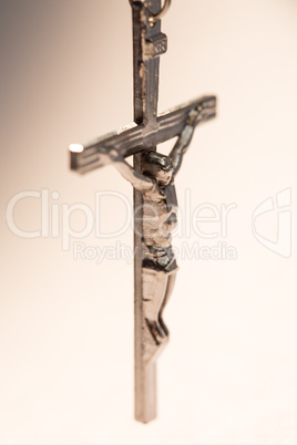 Close up of silver crucifix