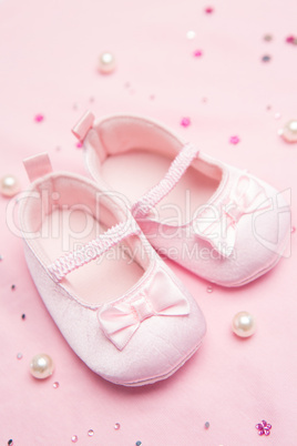 Pink baby shoes for a girl