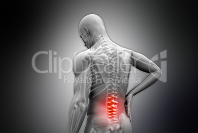 Digital grey human rubbing highlighted red back pain