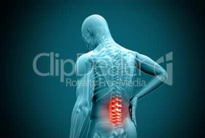 Digital blue human rubbing highlighted back pain