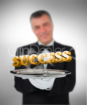 Waiter offering success