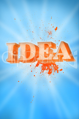 Orange idea with paint splatter