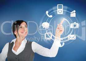 Businesswoman using circle interface of applications