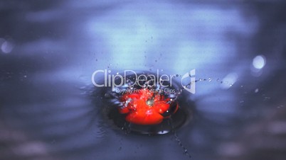 Scotch bonnet chili falling in water