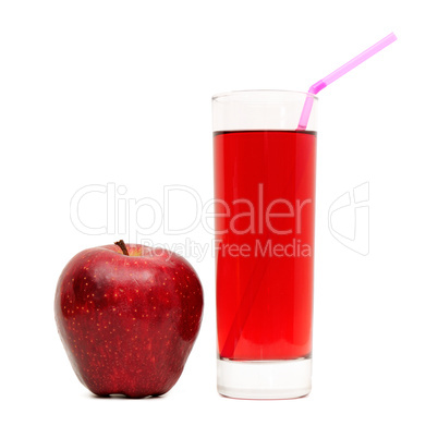 Glass with juice and apples