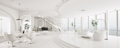 Interior of modern apartment panorama 3d render