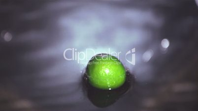 Lime falling in water