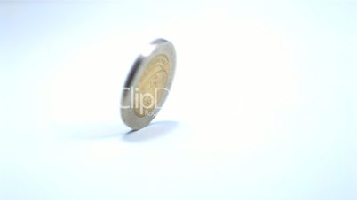 Two euro coin spinning around