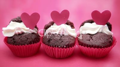 Three valentines cupcakes