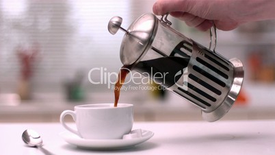 Coffee being poured from cafetiere