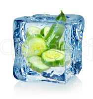 Ice cube and cucumber