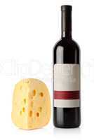 Wine bottle and dutch cheese