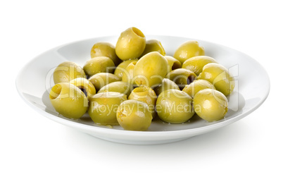 Olives in a plate isolated