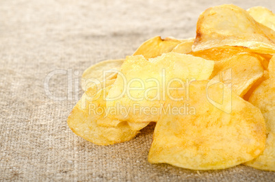 Potato chips on a canvas