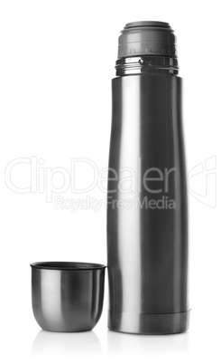 Stainless steel thermos isolated