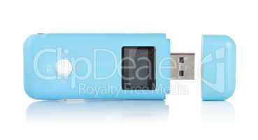 Blue MP3 player isolated