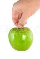 Green apple in hand (Path)